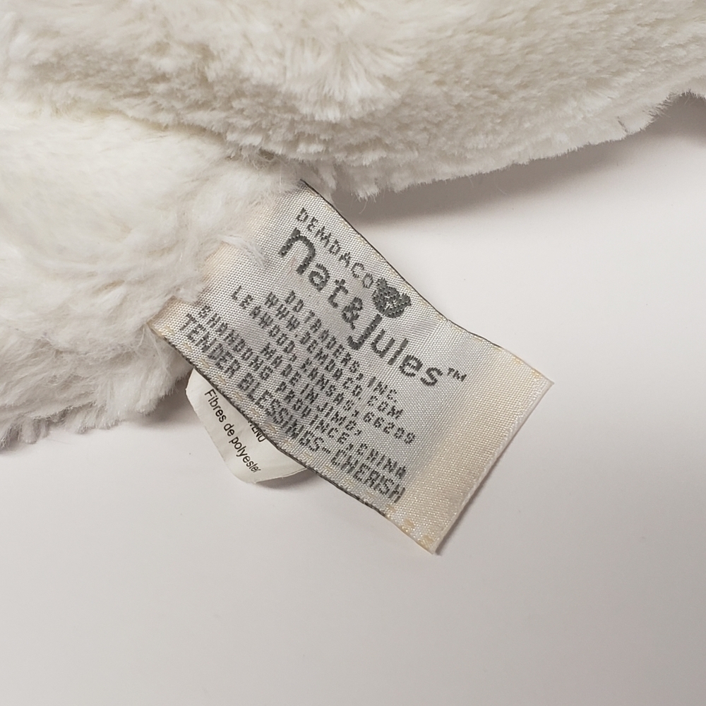 Demdaco Nat & Jules 7" Tender Blessings Cherish Teddy Bear White Rattle Plush - Picture 4 of 5